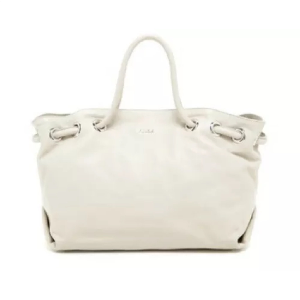 Furla Hobo Small Tote Genuine Leather Purse White